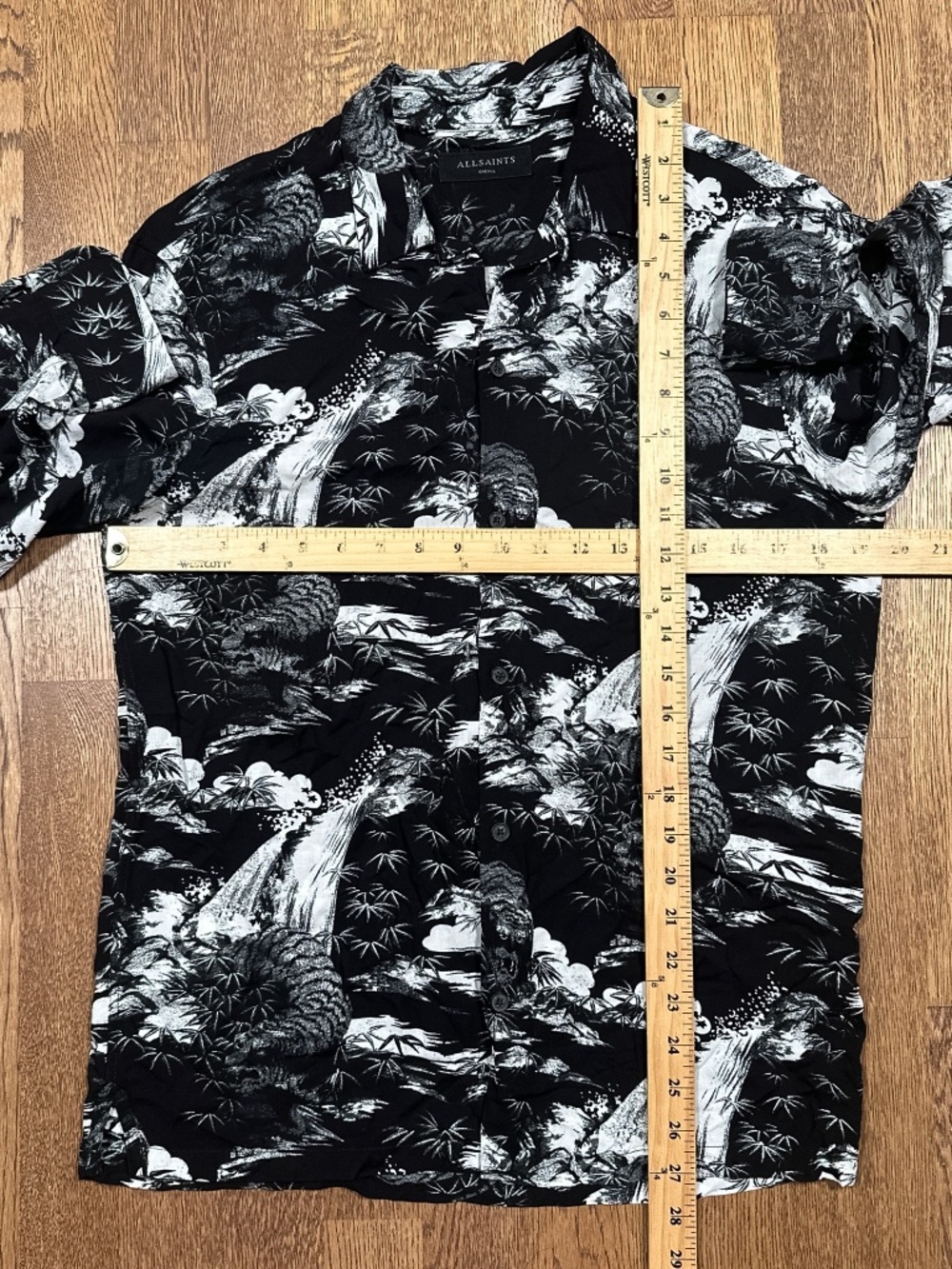 All Saints Sunda Viscose Asian Tiger All Over Print L/S Button Shirt Mens Small - Picture 5 of 8